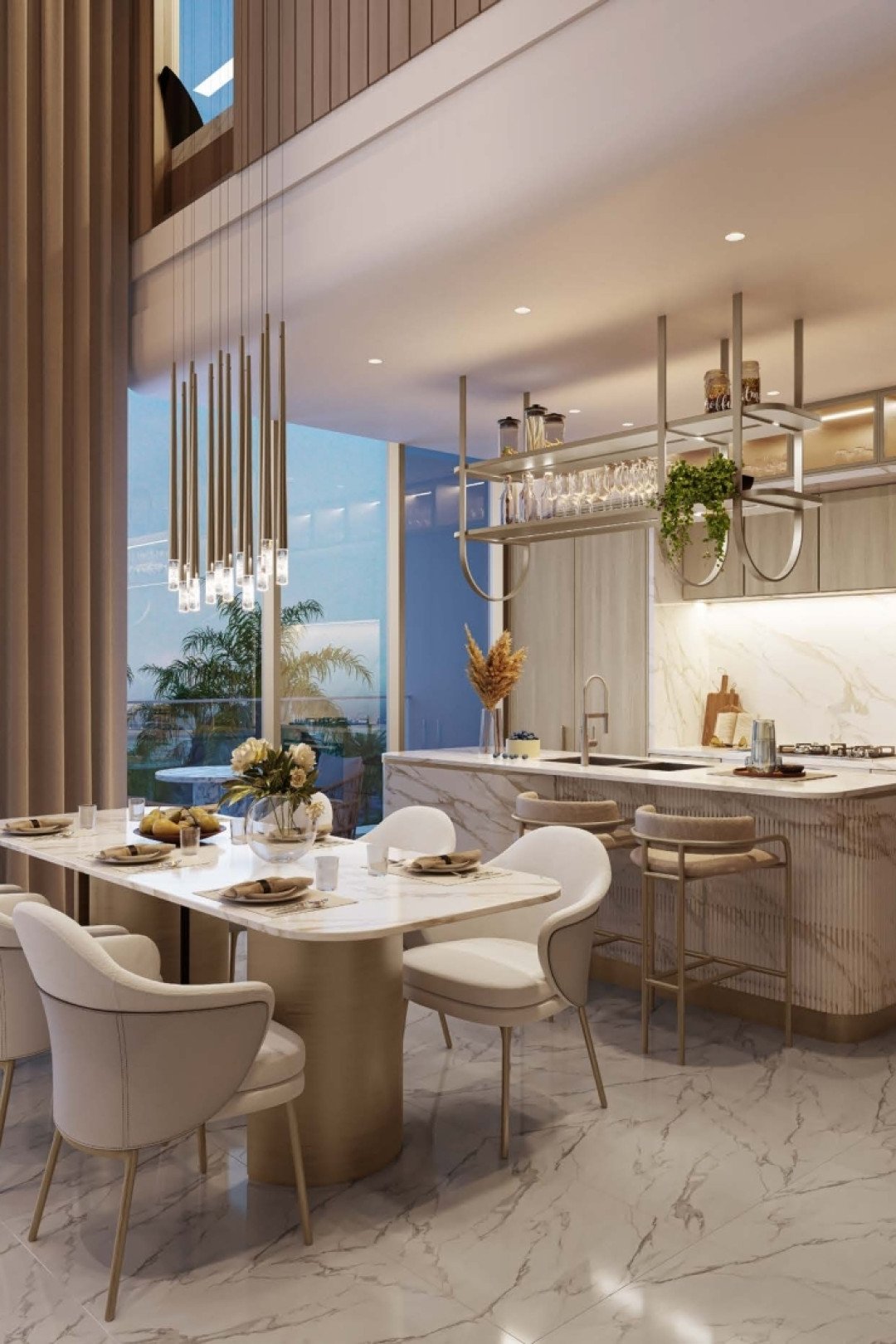 Refined interior dining and kitchen space